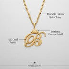 Crown Initial Letter Necklace | Gold, Silver & Rose Gold