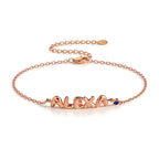 Personalised Balloon Letter Name Bracelet with Birthstone