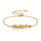 Personalised Balloon Letter Name Bracelet with Birthstone
