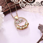 Necklace with Engraved Name Beads & Birthstone Crystals