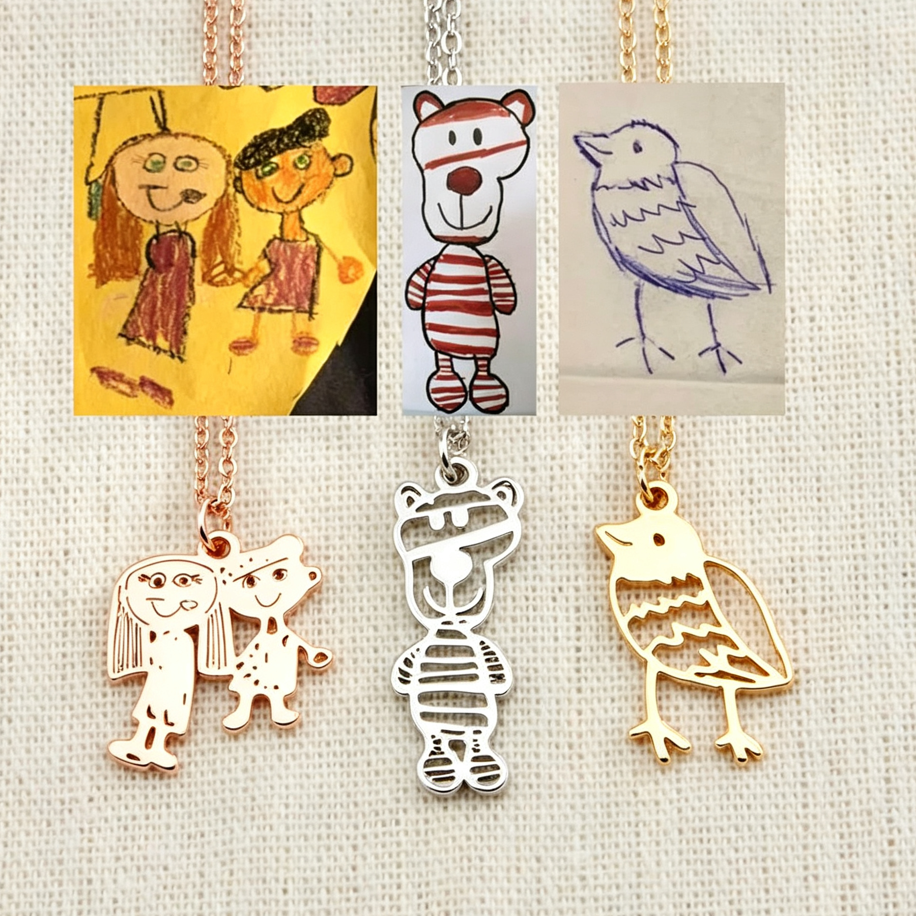 Custom Child's Drawing Necklace — Turn Your Kid's Art Into Jewellery