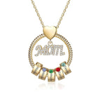 Necklace with Engraved Name Beads & Birthstone Crystals