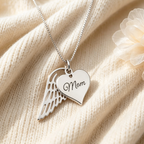 Custom Angel Wing Heart Name Engraved Necklace