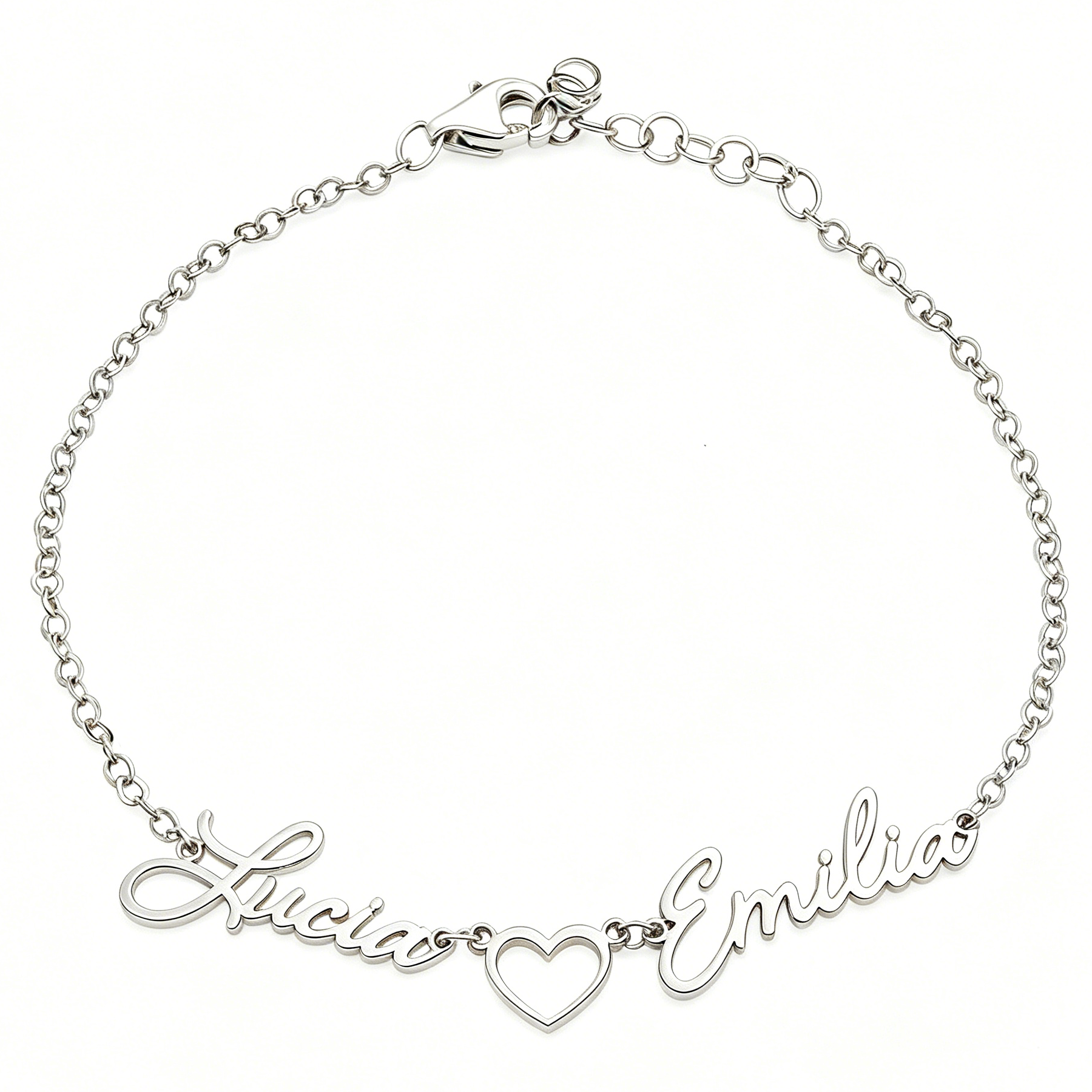 Personalized Two Name Heart Bracelet