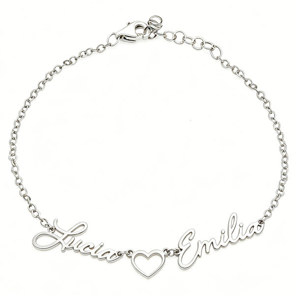 Personalized Two Name Heart Bracelet