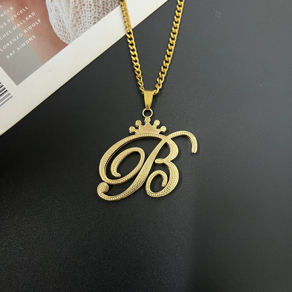 Crown Initial Letter Necklace | Gold, Silver & Rose Gold