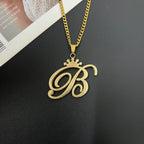 Crown Initial Letter Necklace | Gold, Silver & Rose Gold