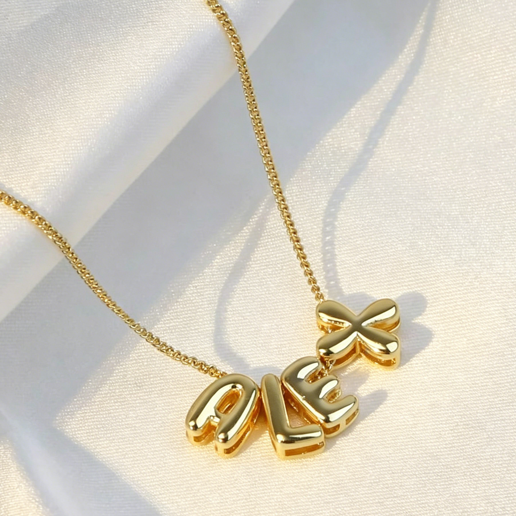 Personalised Bubble Letter Name Necklace