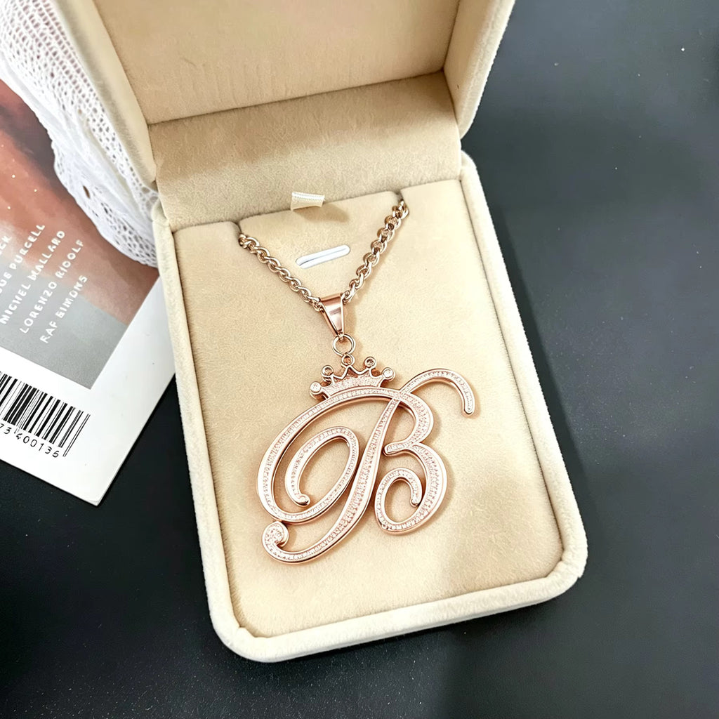 Crown Initial Letter Necklace | Gold, Silver & Rose Gold