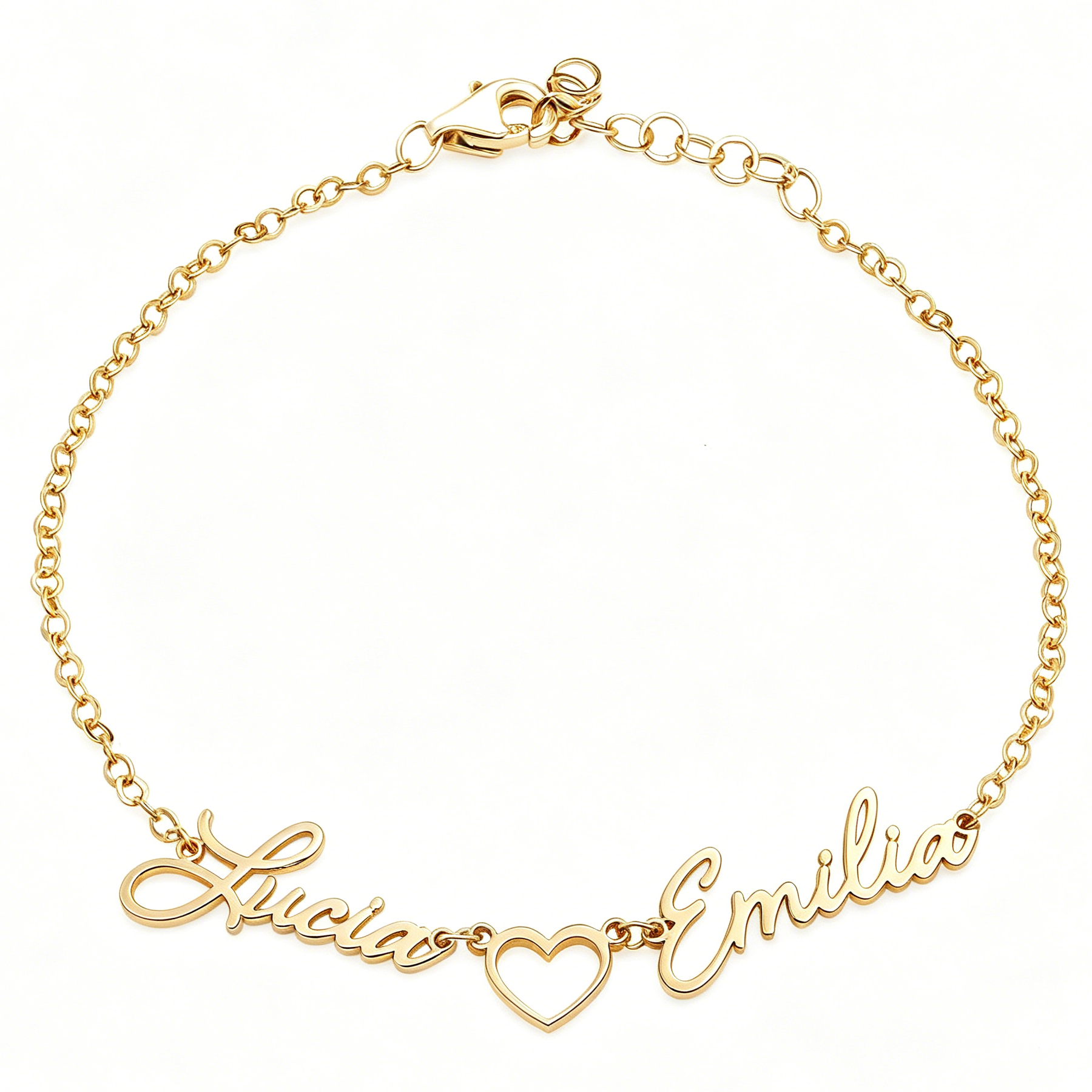 Personalized Two Name Heart Bracelet
