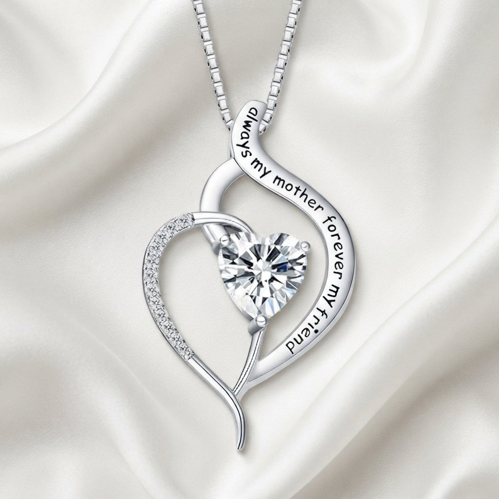 Heart Necklace with Birthstone Crystal
