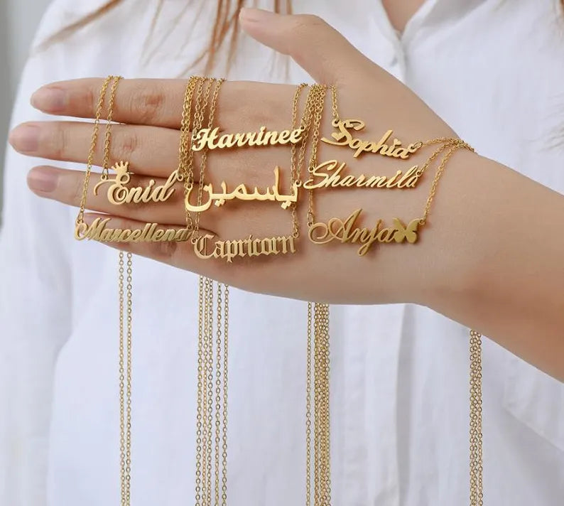 Custom Name Necklace 18K Gold Plated | Bold Script | Personalised Gift