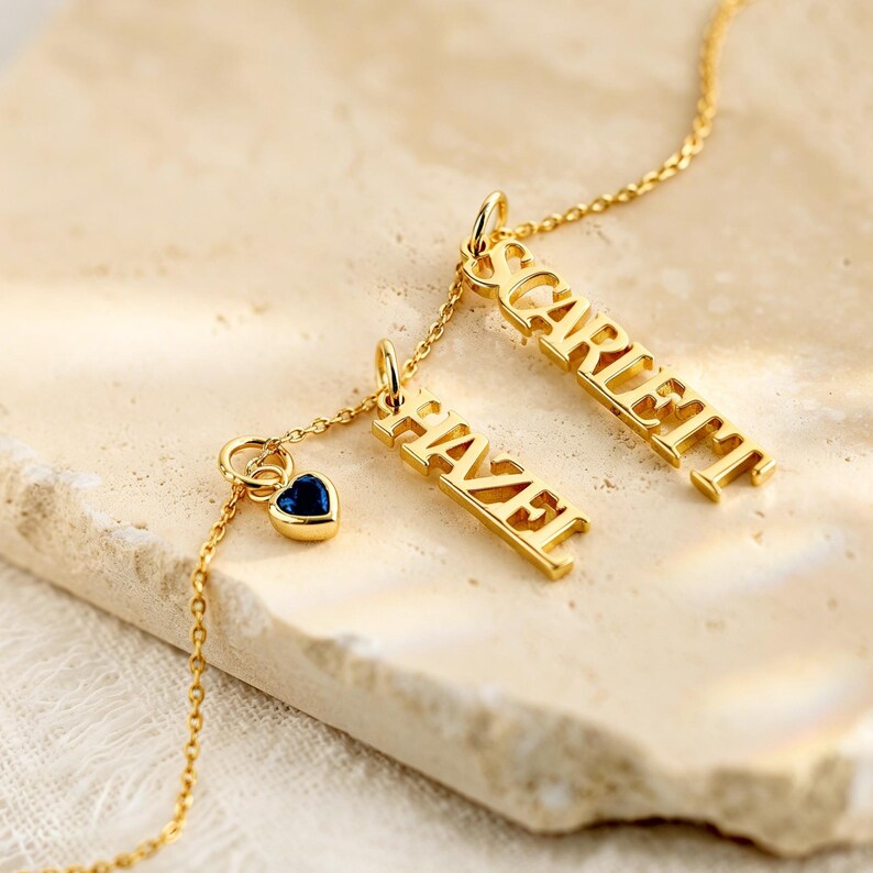 Personalised Name Necklace with Stones