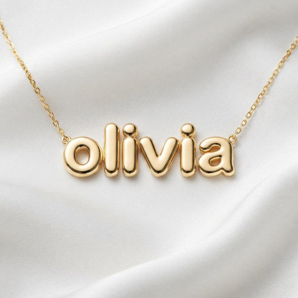 Personalised Bubble Letter Name Necklace